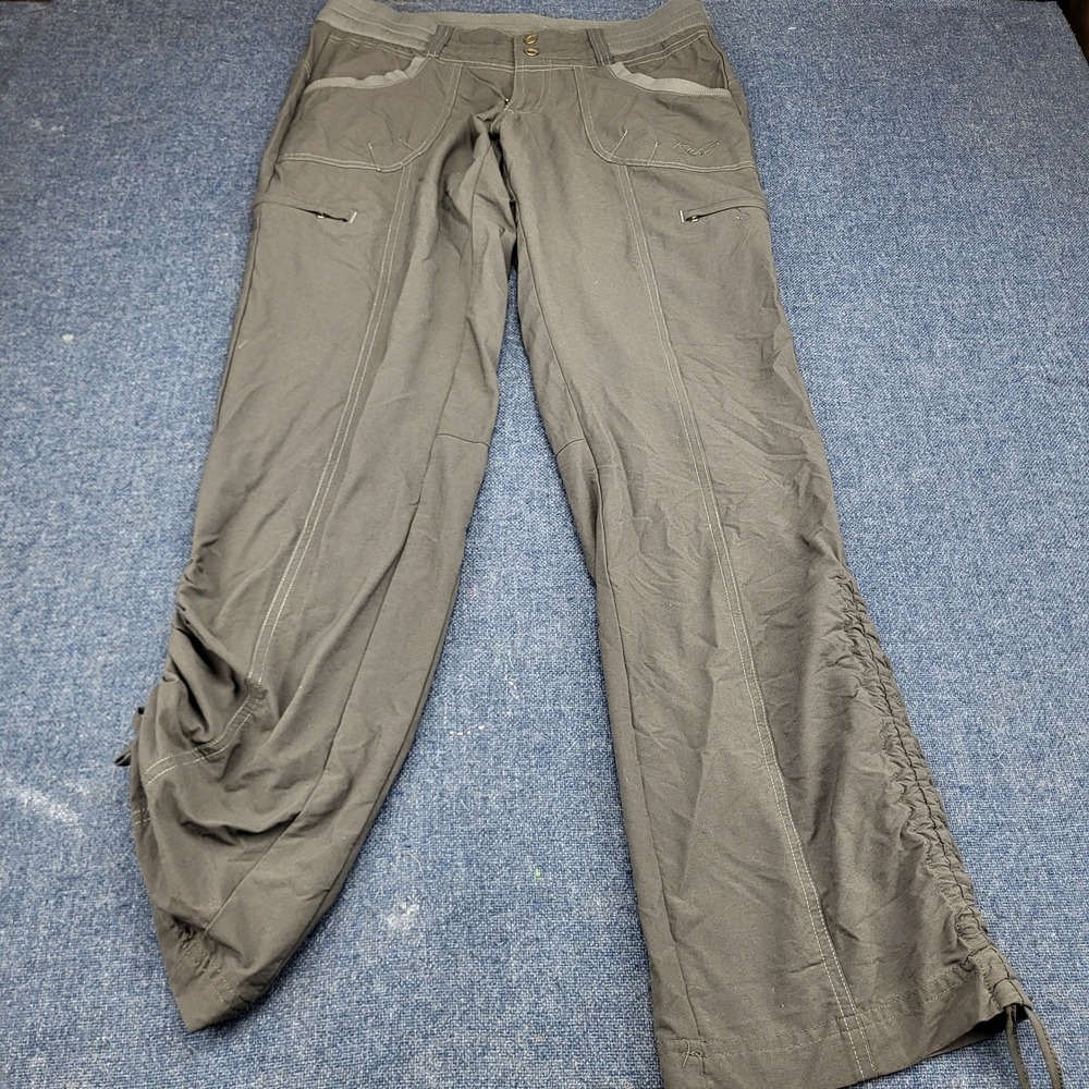 Kuhl Mova Pants Womens 6 Reg Charcoal Gray Hiking Cargo Ruched Drawstring Hem